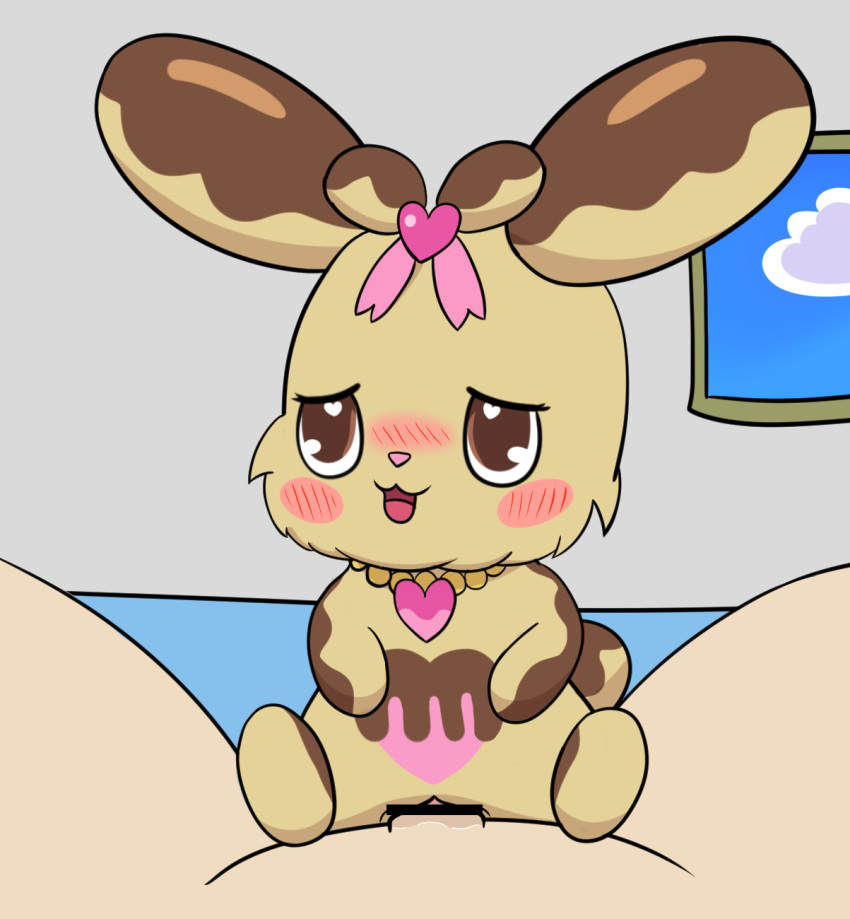 &lt;3 &lt;3_eyes blush bodily_fluids brown_eyes censor_bar censored duo eclair eclair_(sweetspet) female food food_creature fur genital_fluids hi_res human inside interspecies jewelpet jewelry lagomorph leporid male male/female mammal necklace open_mouth penetration penis pussy pussy_juice rabbit sanrio sweetspet tan_body tan_fur uncut vaginal vaginal_penetration フレッシュ