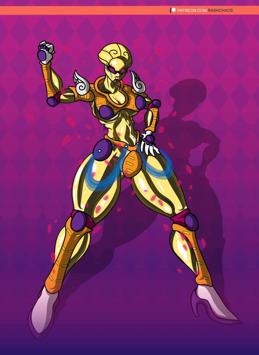 absurd_res clothing fashion_show female gold_experience hi_res jojo's_bizarre_adventure legwear looking_at_viewer muscular pose rashchaos superabsurd_res tagme thigh_highs