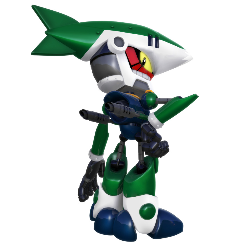 1:1 absurd_res black_body black_skin green_body green_skin hi_res johnny_(sonic) looking_back machine male nibroc-rock robot sonic_the_hedgehog_(series) white_body white_skin yellow_eyes yellow_sclera