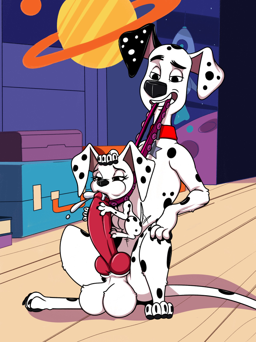 101_dalmatian_street 101_dalmatians 2019 absurd_res animal_genitalia animal_penis balls black_body black_fur bodily_fluids canid canine canine_penis canis cub cum dalmatian deja_vu_(101_dalmatians) disney domestic_dog dylan_(101_dalmatians) female feral fur genital_fluids hi_res hypergal knot male male/female mammal multicolored_body multicolored_fur oral penis pussy size_difference smaller_female smile spots spotted_body spotted_fur teeth two_tone_body two_tone_fur white_body white_fur young