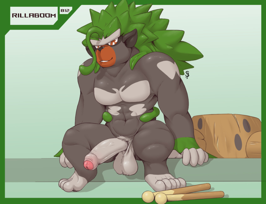 2019 5_fingers 5_toes abs ape balls biceps big_balls big_penis digital_media_(artwork) erection evolution fingers fur glans grey_body grey_fur hairy_balls haplorhine humanoid_penis looking_at_viewer male mammal multicolored_body muscular muscular_male navel nintendo nude pecs penis pink_glans pok&eacute;mon pok&eacute;mon_(species) primate pubes rillaboom saggy_balls simple_background sitting smile solo squeeshy toes two_tone_body uncut video_games white_balls white_body white_fur white_penis