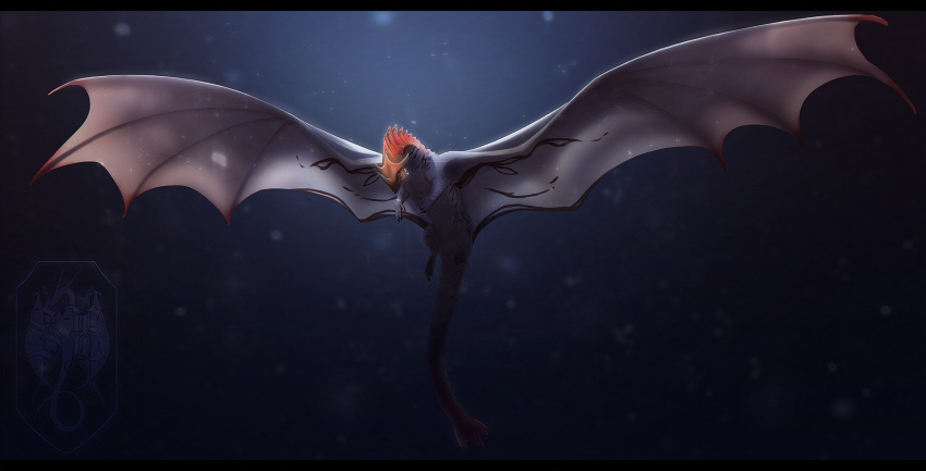 ambiguous_gender black_bars dragon feral hi_res sinistereternity solo spines spread_wings wings