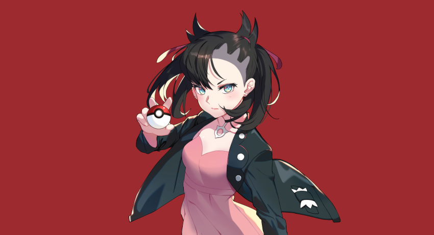 aqua_eyes black_hair choker dress mary_(pokemon) pokemon red short_hair tsubasa19900920 twintails