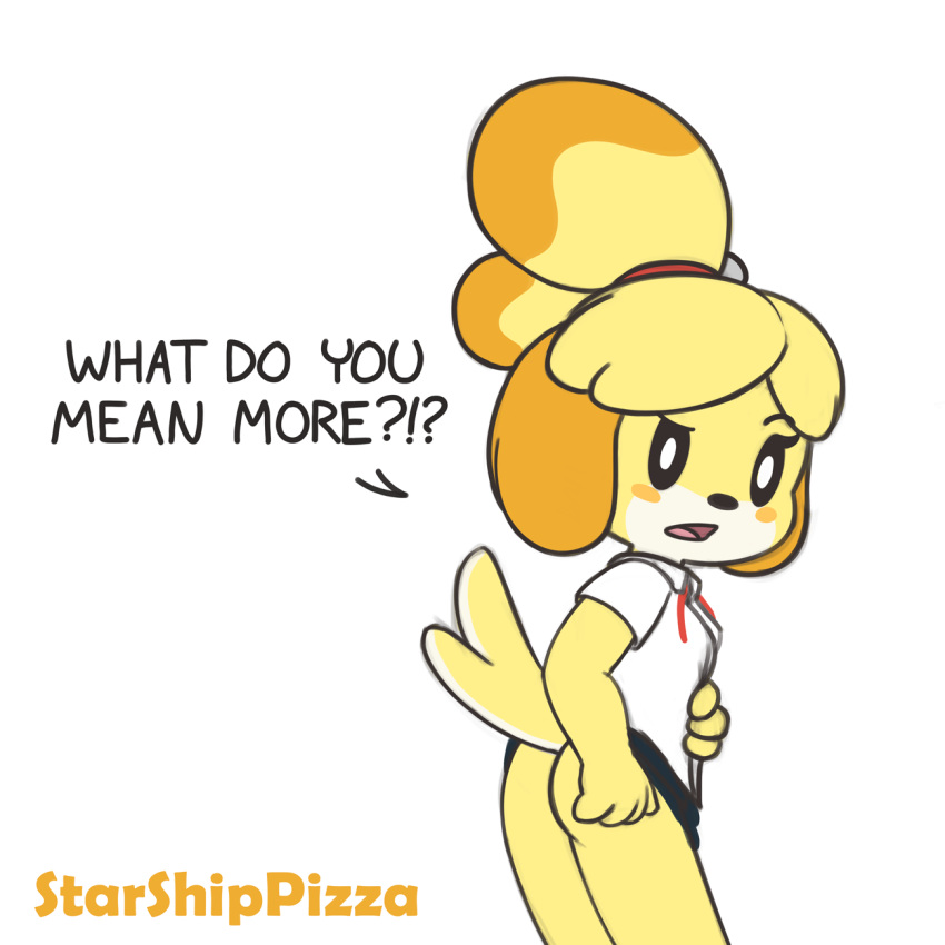 1:1 animal_crossing anthro bell blush blush_stickers canid canine canis clothed clothing domestic_dog female fur hair hi_res isabelle_(animal_crossing) mammal nintendo shih_tzu starshippizza toy_dog video_games white_body white_fur yellow_body yellow_fur