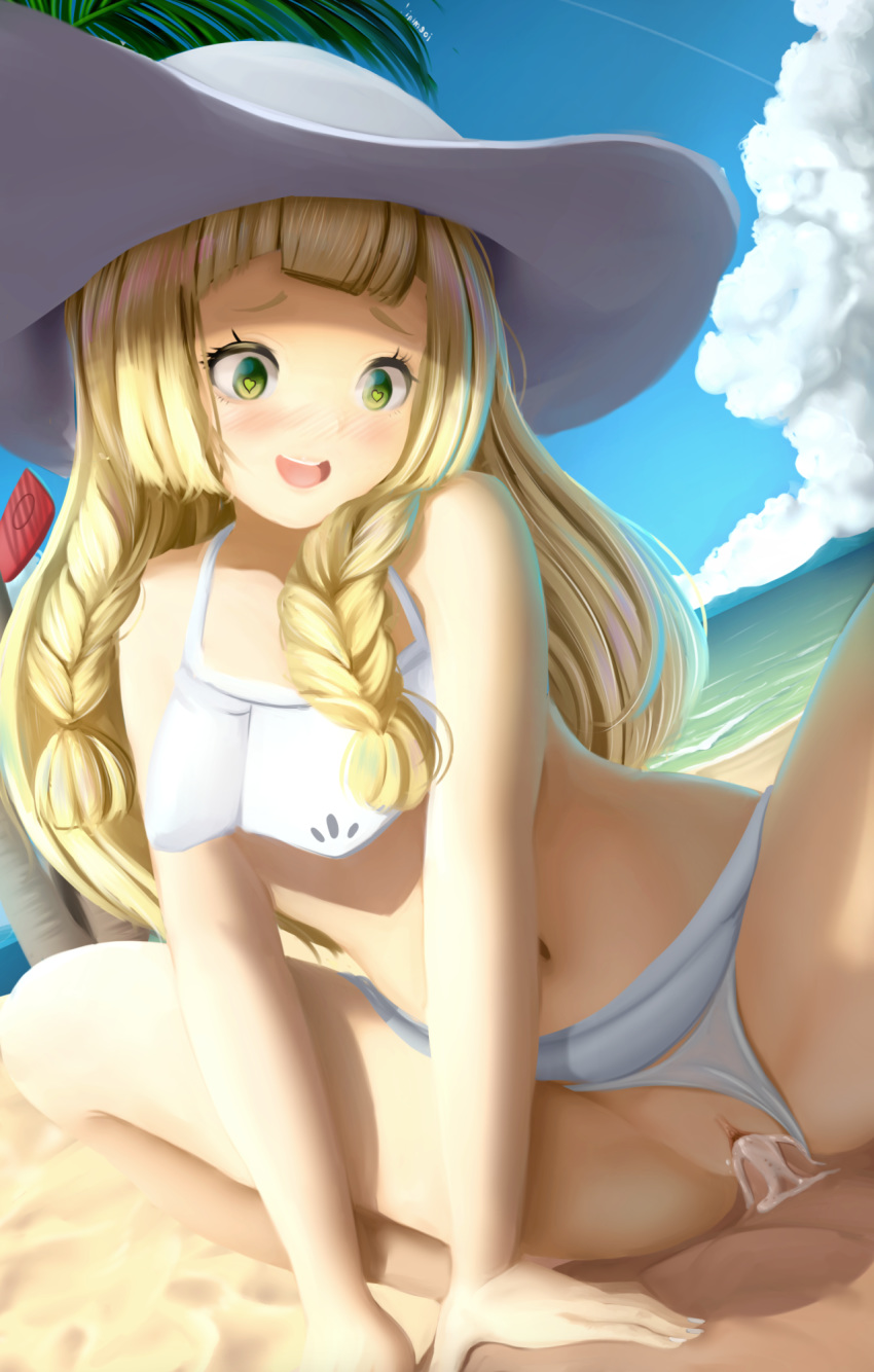 bikini cum dkoro lillie_(pokemon) panty_pull penis pokemon pokemon_sm pussy sex swimsuits