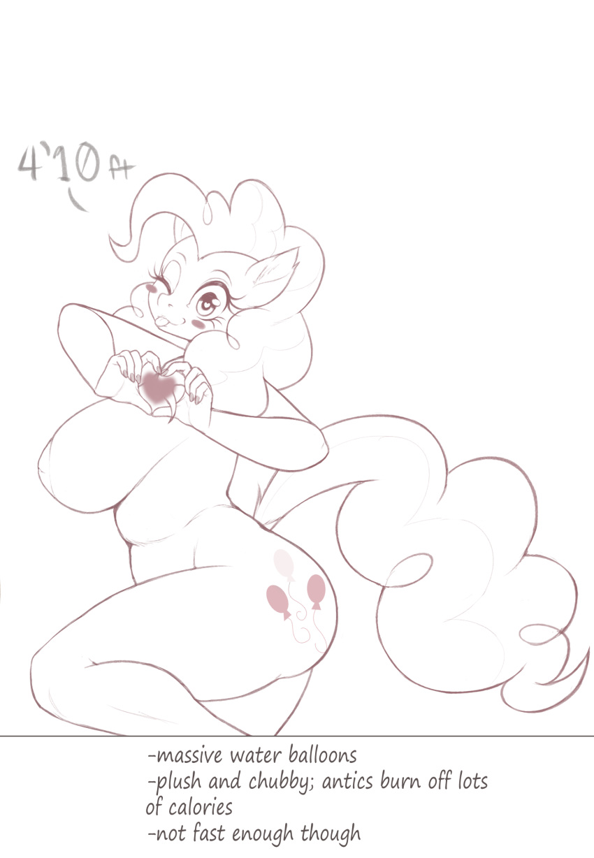 &lt;3 2019 5_fingers anthro anthrofied big_breasts breasts cutie_mark english_text equid equine eyelashes female fingers flame-lonewolf friendship_is_magic hi_res huge_breasts looking_at_viewer mammal my_little_pony nude one_eye_closed pinkie_pie_(mlp) slightly_chubby solo text tongue tongue_out wink