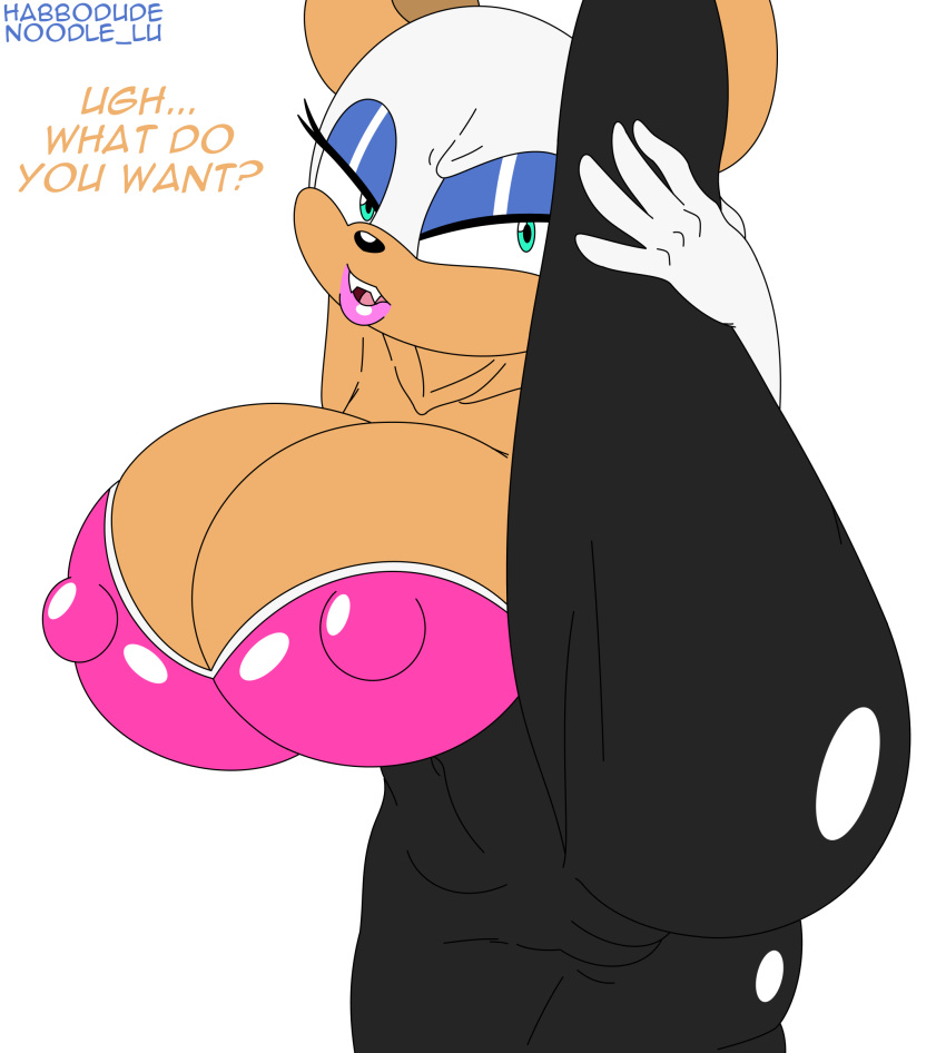 absurd_res anthro big_breasts big_butt breasts butt camel_toe chiropteran female flexible habbodude hi_res mammal nipple_outline noodle_lu raised_leg rouge_the_bat sonic_the_hedgehog_(series) stretching