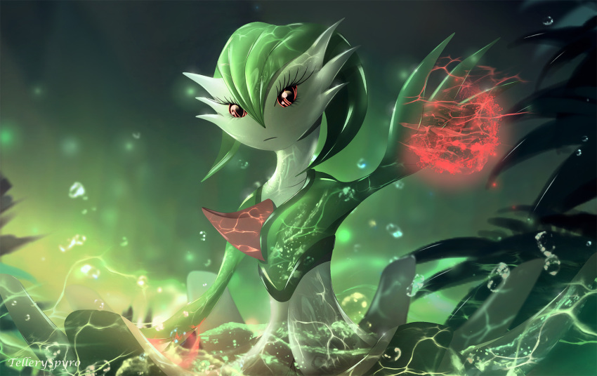 2019 digital_media_(artwork) gardevoir humanoid nintendo pok&eacute;mon pok&eacute;mon_(species) red_eyes solo telleryspyro video_games