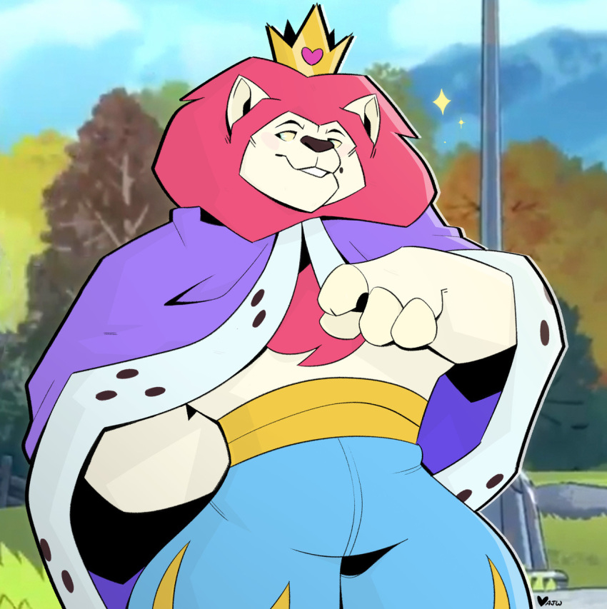 blush cape cartoon_network clothing crown felid king king_snugglemagne_xxv lion male mammal mane mao_mao:_heroes_of_pure_heart mintywhisker muscular muscular_male pantherine royalty sparkles