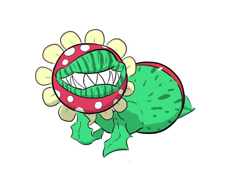 absurd_res flora_fauna green_body hi_res lamuleterie lips mario_bros monster nintendo not_furry petey_piranha plant sharp_teeth simple_background solo teeth thick_lips video_games