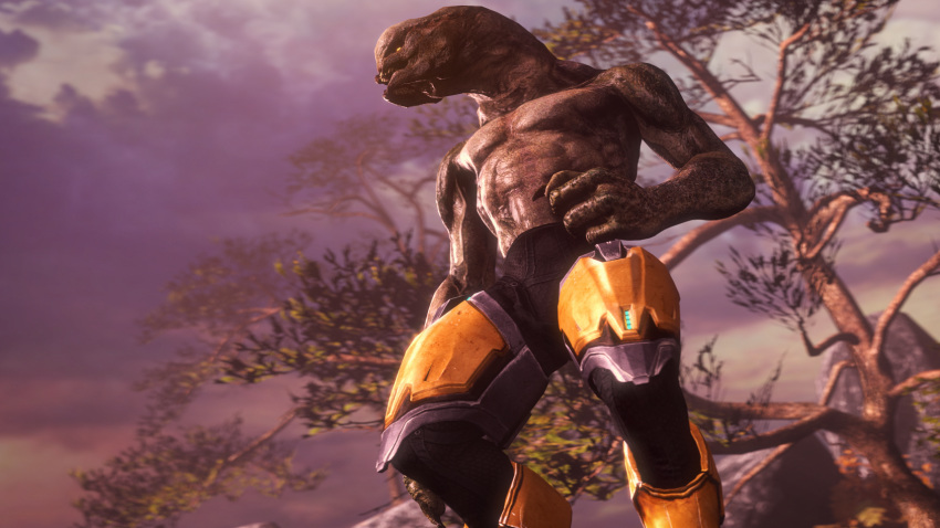 abs alien biceps clothed clothing flexing halo halo_(series) microsoft obliques outside pecs ribs rooking sangheili serratus_anterior teeth topless tree triceps vein video_games xbox_game_studios yellow_eyes