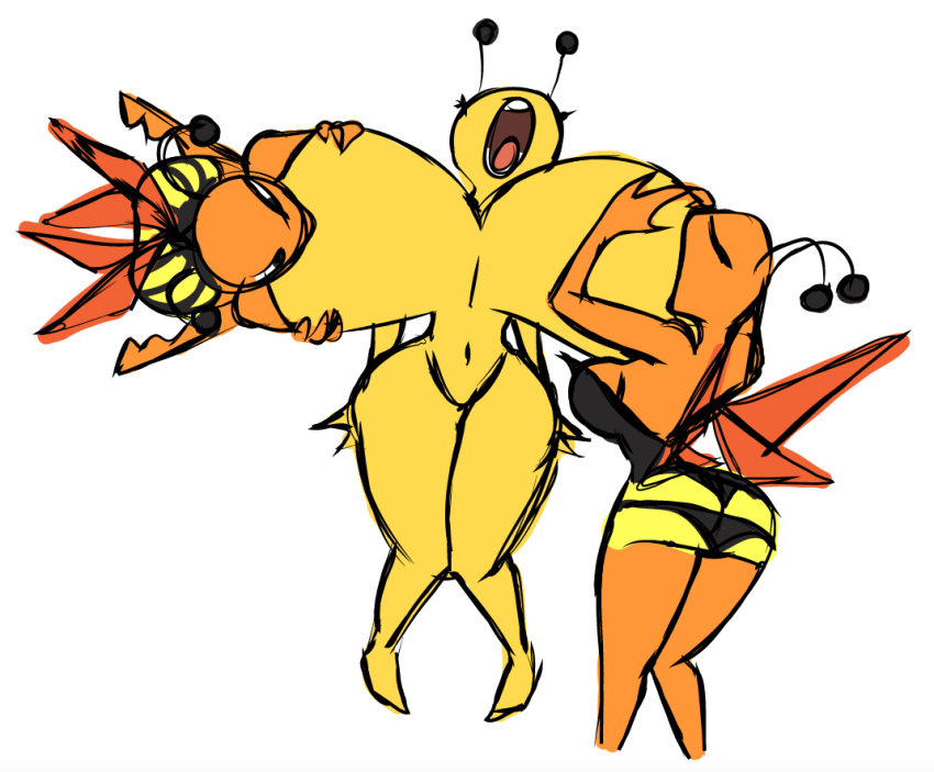 antennae_(anatomy) anthro arthropod bee big_breasts big_butt bodily_fluids boob_sucking breast_grab breast_milking breast_suck breasts butt clothed clothing female female/female hand_on_breast huge_breasts huge_butt humanoid hymenopteran hyper hyper_breasts insect insect_wings it's_hip_to_fuck_bees kevemperor lactating non-mammal_breasts not_furry nude open_mouth russia russian_cooking_oil_commercial simple_background sketch sucking wasp white_background wide_hips wings xelbaxexilex олейна