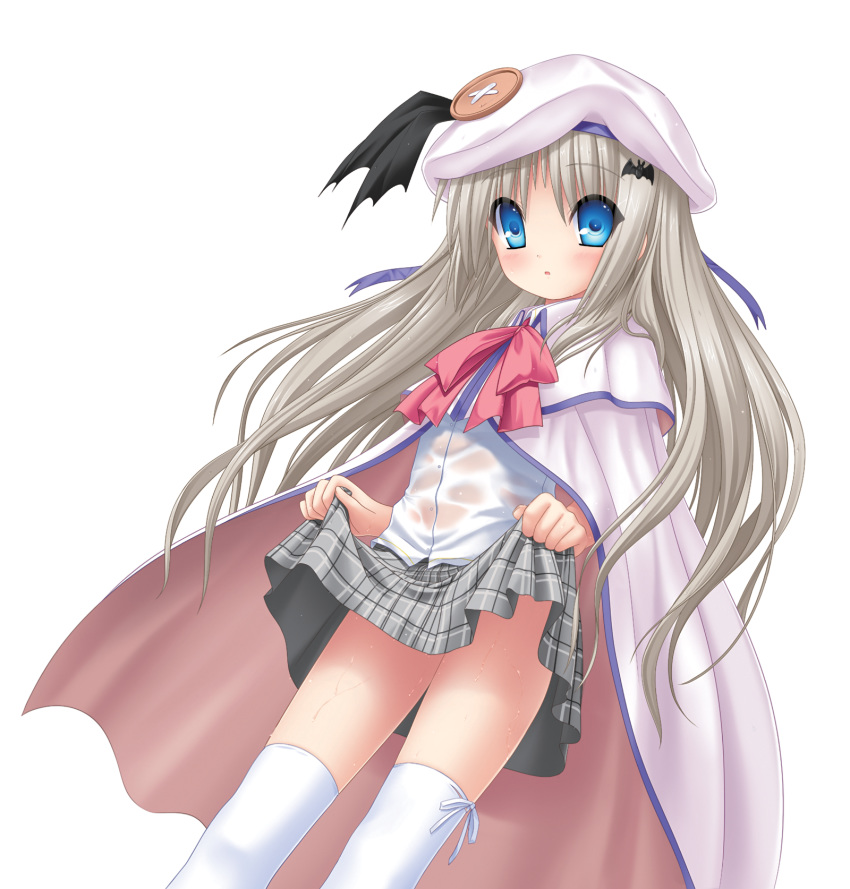 key kud_wafter little_busters! na-ga noumi_kudryavka seifuku skirt_lift tagme thighhighs wet_clothes