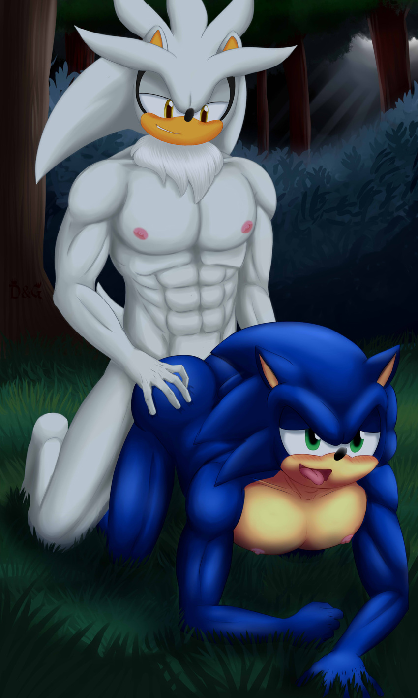 abs all_fours alternate_version_at_source anal dgemporium duo forest male male/male muscular nipples nude outside silver_the_hedgehog sonic_the_hedgehog sonic_the_hedgehog_(series) tree