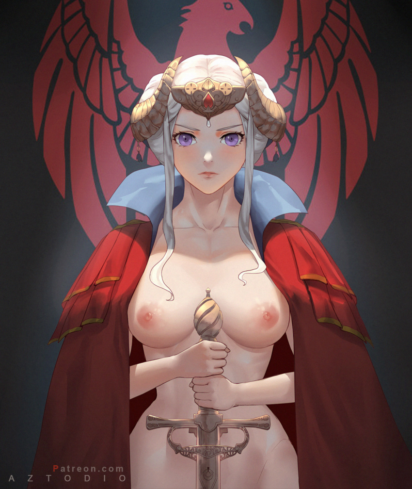 azto_dio breasts edelgard_(fire_emblem) fire_emblem_three_houses naked nipples sword