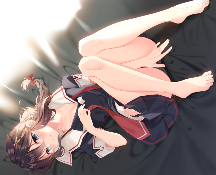 braids kantai_collection naoto school_uniform shigure_(kancolle) tie