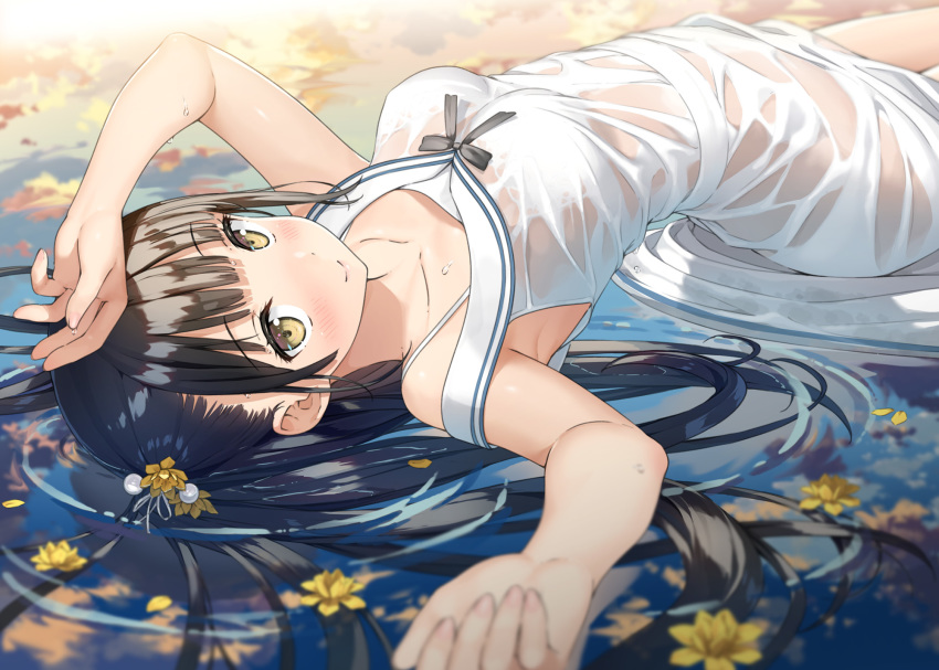 5_nenme_no_houkago bra cleavage dress kantoku see_through skirt_lift wet wet_clothes