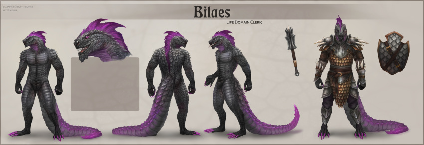 2019 4_toes 5_fingers anthro black_body black_scales digital_media_(artwork) fingers hi_res lizard male open_mouth purple_eyes reptile scales scalie solo spines teeth toes tongue wolnir