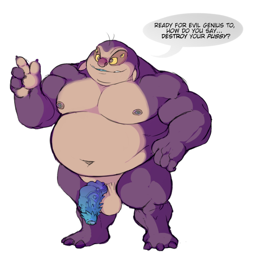 2019 3_toes 4_eyes alien balls barbed_penis blue_penis blue_tongue dialogue disney english_text flaccid humanoid_penis jumba_jookiba kweltikwan lilo_and_stitch male multi_eye musclegut navel nipples nude penis purple_body purple_nose purple_skin simple_background solo speech_bubble standing text toes tongue vein veiny_penis white_background wkd yellow_sclera