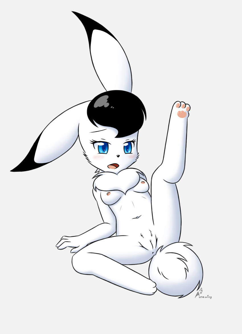 anus aurawing blue_eyes breasts captain_bokko female fur hi_res lagomorph leporid long_ears mammal neck_tuft nipples nude osamu_tezuka paws pussy rabbit solo spread_legs spreading the_amazing_3 tuft white_body white_fur