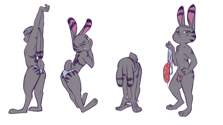 16:9 2019 anthro balls bent_over butt chest_tuft clothed clothing crotch_tuft dildo disney ear_markings facial_markings flaccid fur fur_markings half-closed_eyes hand_on_hip head_markings hi_res holding_object ittybittykittytittys jack_savage lagomorph leporid looking_at_viewer male mammal markings narrowed_eyes nude one_eye_closed penis rabbit rear_view sex_toy simple_background smile solo strapped_in_dildo strapped_in_toy topless tuft underwear undressing white_background wink zootopia