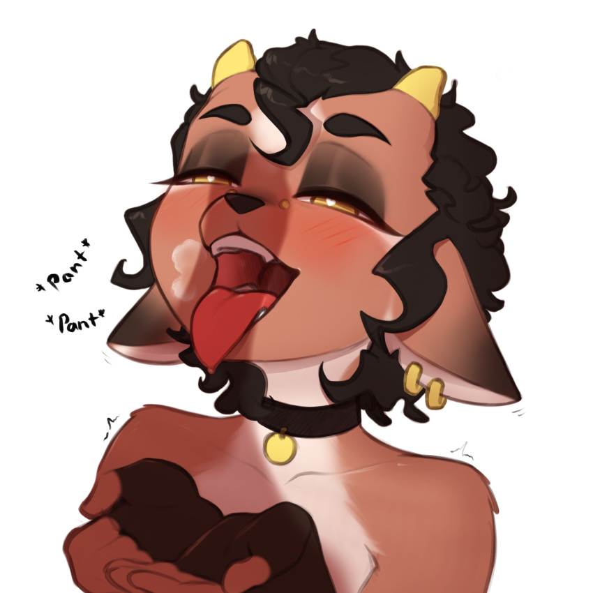 &lt;3 &lt;3_eyes 1:1 anthro blush bovid caprine captainpudgemuffin female goat hi_res kody_(pudgeruffian) mammal open_mouth penis_shadow simple_background solo tongue tongue_out unseen_character white_background