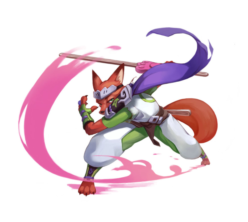 2017 anthro blizzard_entertainment canid canine cosplay crossover crossover_cosplay dipstick_ears disney fox fur genji_(overwatch) holding_object holding_weapon mammal multicolored_ears nick_wilde orange_body orange_fur overwatch pose red_fox simple_background solo video_games weapon white_background zootopia 杯具螺旋丸