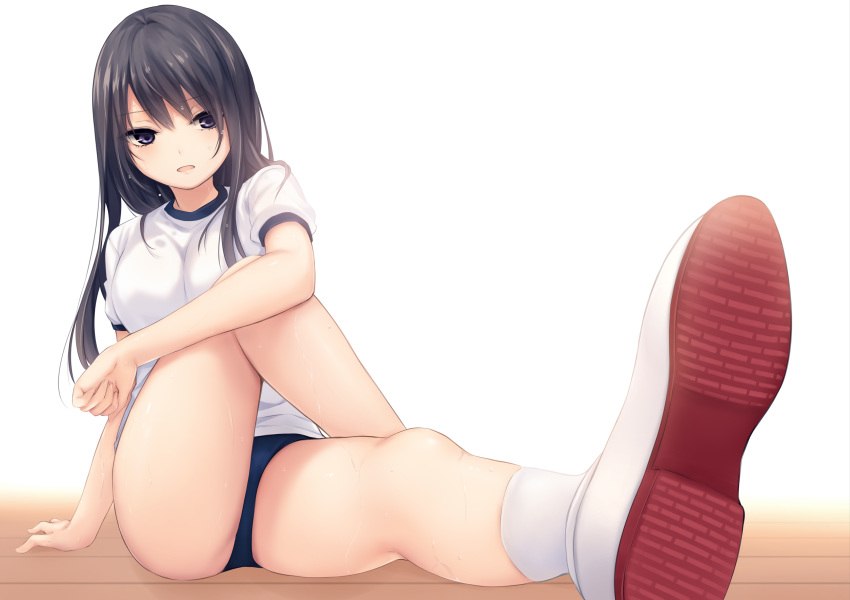 black_hair coffee-kizoku gym_uniform long_hair original shiramine_rika