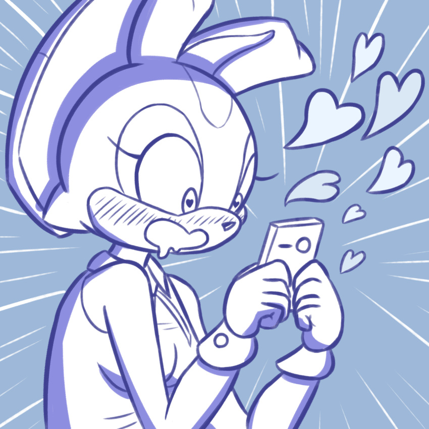 1:1 2019 5_fingers anthro blush bodily_fluids breasts cellphone clothed clothing cream_the_rabbit digital_media_(artwork) drooling eyelashes female fingers fur handwear hi_res holding_object holding_phone humor lagomorph leporid loshon mammal open_mouth phone rabbit saliva simple_background smile solo sonic_the_hedgehog_(series) topwear video_games white_body white_fur