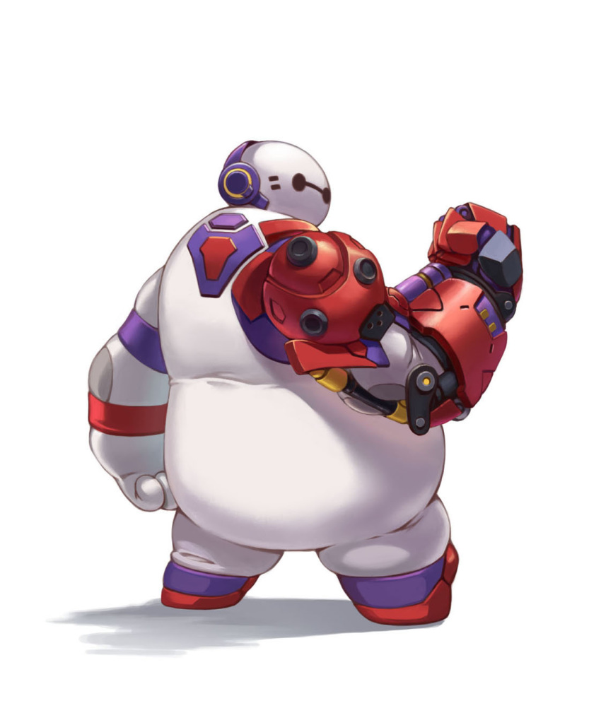 2017 baymax big_hero_6 cosplay crossover crossover_cosplay disney doomfist_(overwatch) hi_res humanoid looking_back machine robot simple_background solo standing white_background 杯具螺旋丸