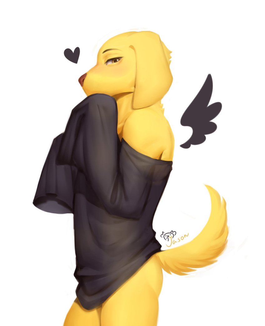 &lt;3 a09605950281 anthro beastars bird_dog blush canid canine canis clothed clothing domestic_dog fur golden_retriever hi_res hunting_dog jack_(beastars) mammal retriever solo yellow_body yellow_fur