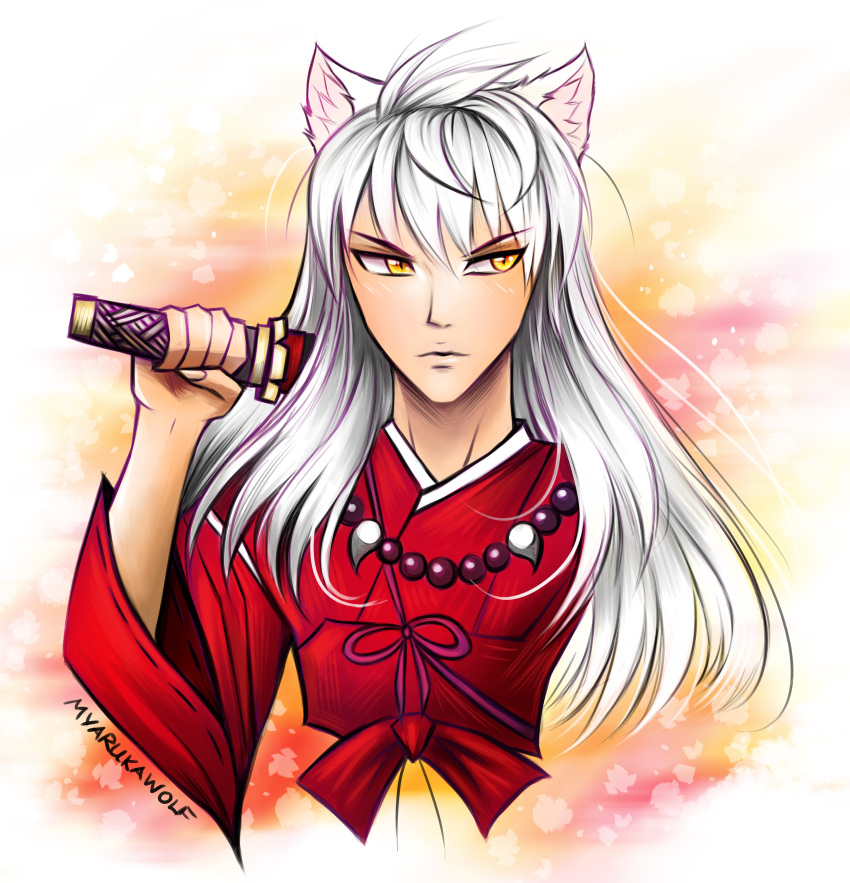 2019 5_fingers absurd_res amber_eyes animal_humanoid digital_media_(artwork) fingers hi_res humanoid inuyasha inuyasha_(character) myarukawolf