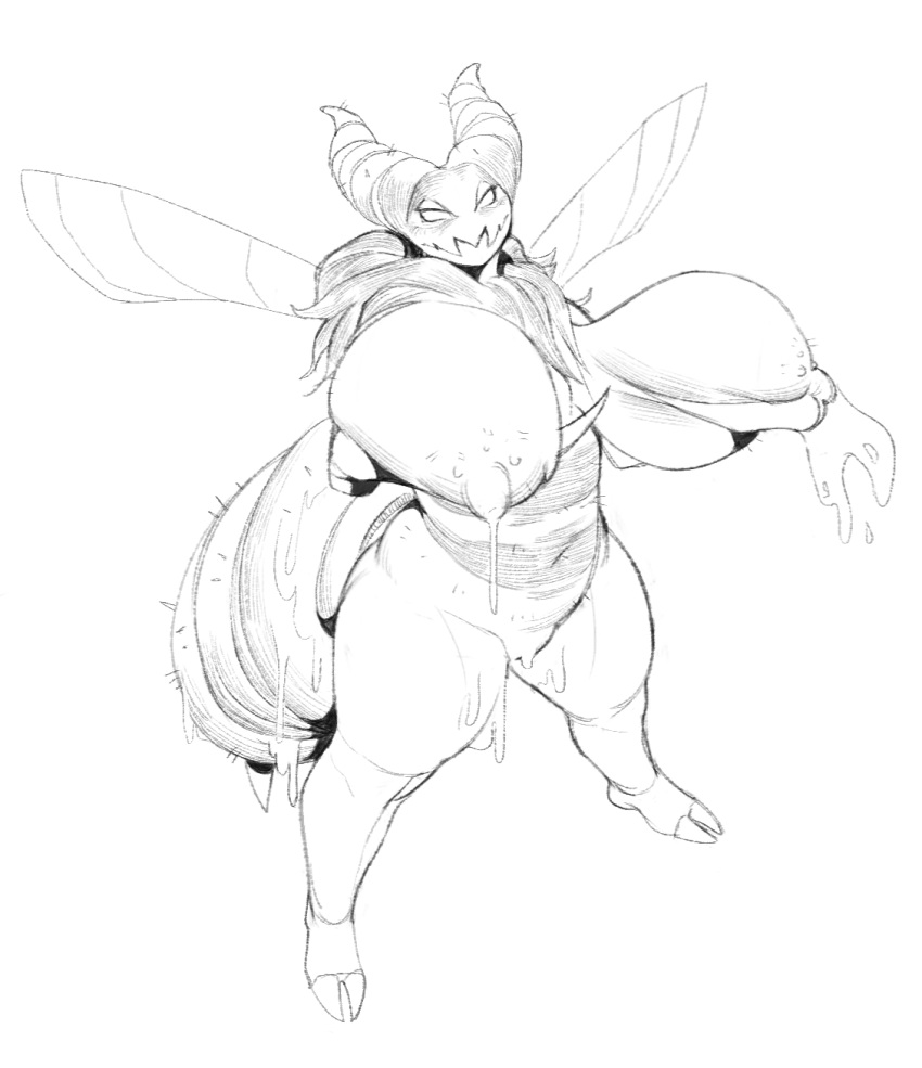 arthropod bee big_breasts breasts don't_starve female hi_res hymenopteran insect klei_entertainment overweight queen_bee sagging_breasts thick_tail video_games wyszeniega