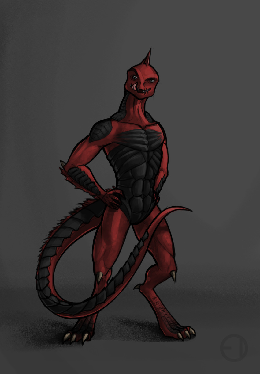 anthro claws digital_media_(artwork) digitigrade divinity:_original_sin_2 hands_on_hips hi_res licking licking_lips lizard lizard_(divinity) looking_at_viewer male muscular muscular_male nude red_body red_scales reptile scales scalie simple_background solo standing the_red_prince tinfoil-man tongue tongue_out video_games