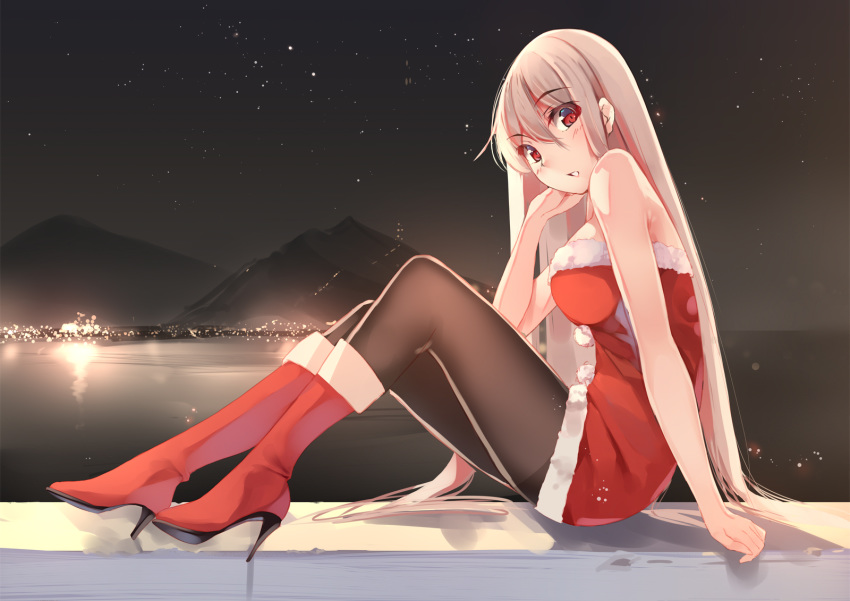 christmas dress heels pantyhose yumemi_(kiowa)