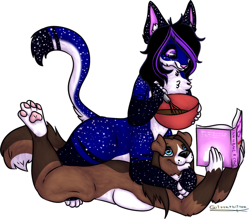 baking bellatrix canid canine cuddling drick duo felid felid_taur feline feline_taur female from_behind_position glitterblitzz mammal mammal_taur mounting pawpads sex smile taur