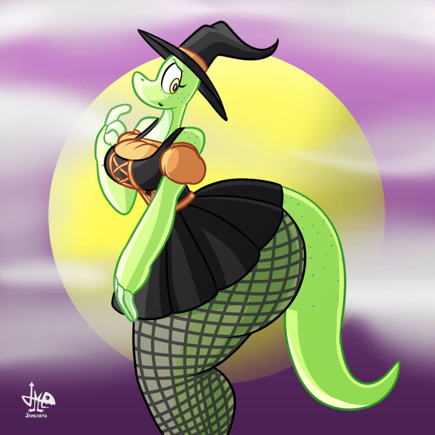 clothing costume female jamearts lizard magic_user moon reptile scalie solo witch