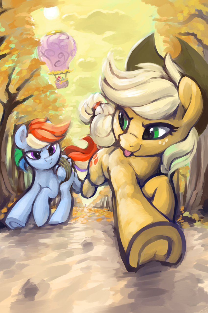 2020 applejack_(mlp) day detailed_background digital_media_(artwork) dimfann female feral friendship_is_magic green_eyes hair inside multicolored_hair my_little_pony outside pinkie_pie_(mlp) rainbow_dash_(mlp) rainbow_hair sky tied_wings