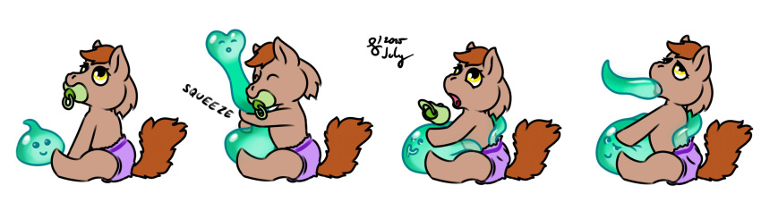 all_the_way_through anthro baby cub diaper duo equid equine goo_creature horse mammal my_little_pony pacifier pony sen-en slime tentacles toddler young