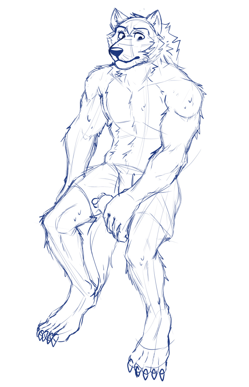 beastars canid canine canis claws clothed clothing furfzilla legoshi_(beastars) male mammal muscular muscular_male swimwear topless wolf