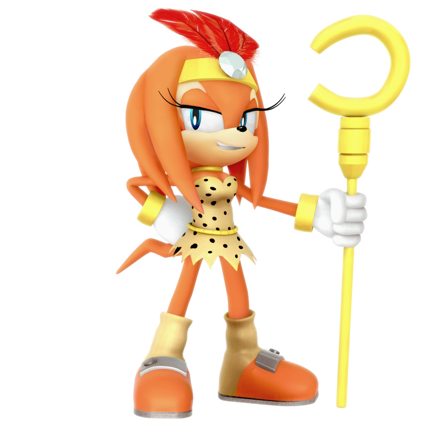 1:1 absurd_res blue_eyes breasts cleavage clothed clothing crown dress echidna feathers female fur hi_res mammal monotreme nibroc-rock orange_body orange_fur princess_alucion smile sonic_the_hedgehog_(series) staff tiara