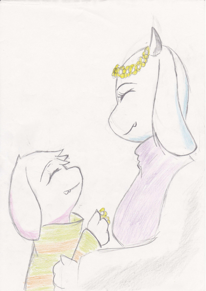 asriel_dreemurr bovid caprine clothed clothing eyes_closed female fur goat male mammal mother mother_and_child mother_and_son parent parent_and_child son toriel undertale video_games white_body white_fur