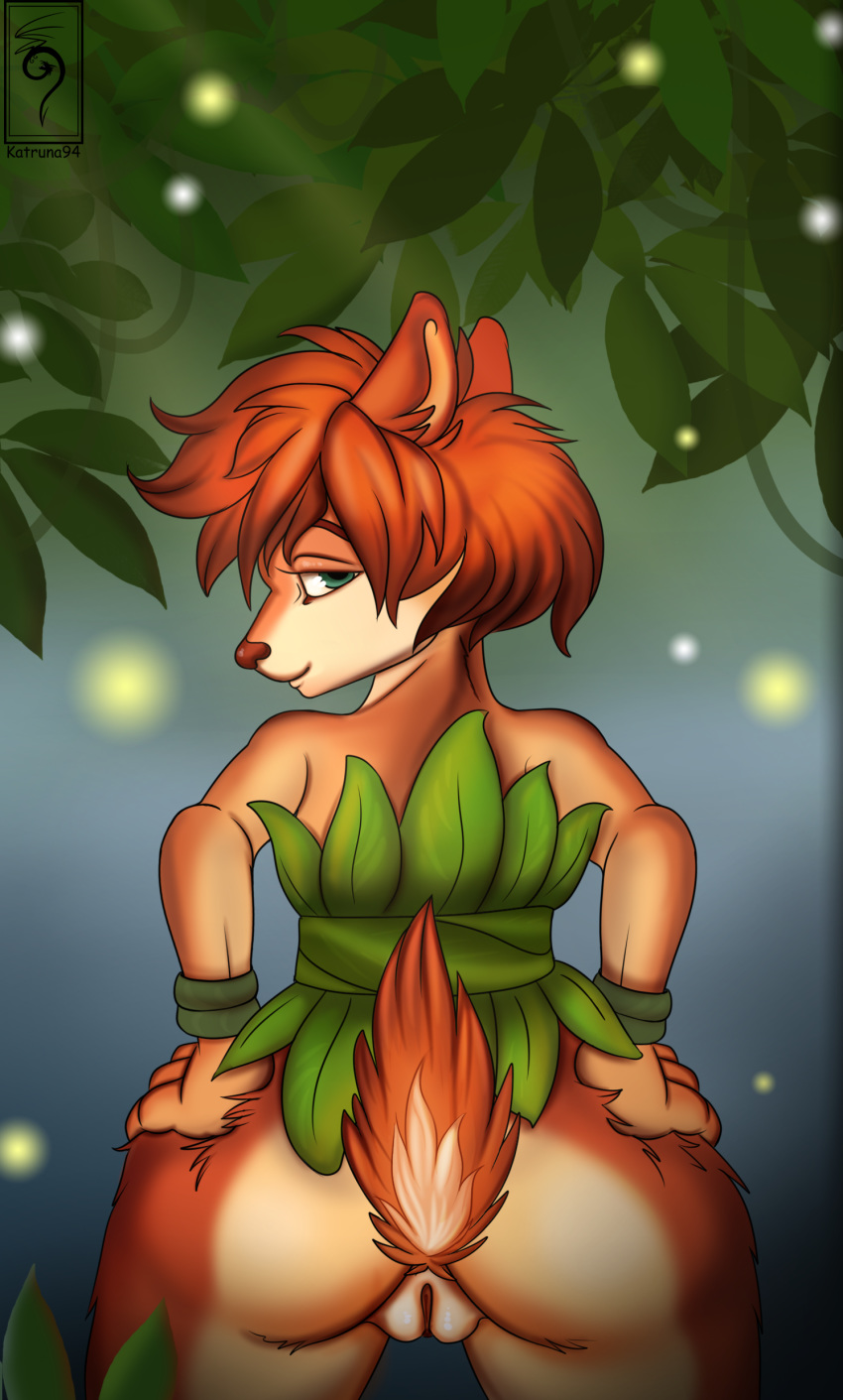 2020 activision anthro butt clothed clothing digital_media_(artwork) elora faun female fluffy fur game_(disambiguation) hair invalid_tag katruna94 looking_at_viewer mammal pussy satyr simple_background smile solo spyro spyro_the_dragon video_games