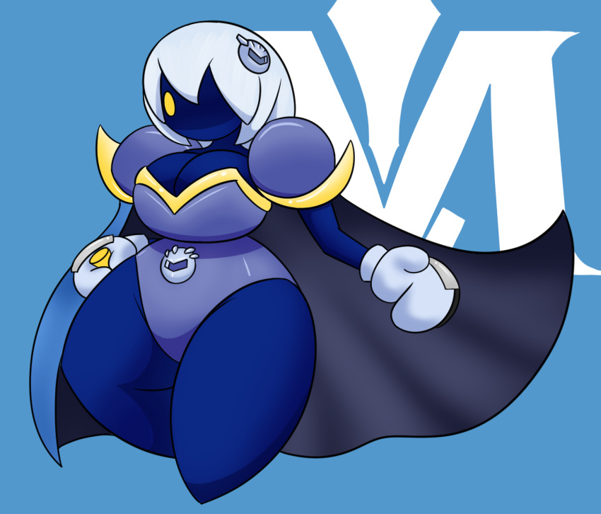 armor big_breasts breasts cape clothing female galaxia humanoid king_of_sorrow_(artist) kirby_(series) melee_weapon meta_knight nintendo not_furry pauldron short_stack solo sword video_games weapon wide_hips