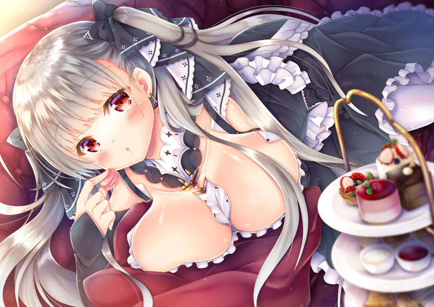 anthropomorphism azur_lane cake food formidable_(azur_lane) goth-loli lolita_fashion long_hair twintails yorarry