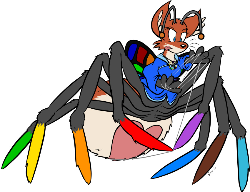 &lt;3 alpha_channel antennae_(anatomy) arachnid arthropod canid canine drider dungeons_and_dragons fae fairy female fox hi_res mammal multi_tail rainbow simple_background spider spider_web taur transparent_background virmir