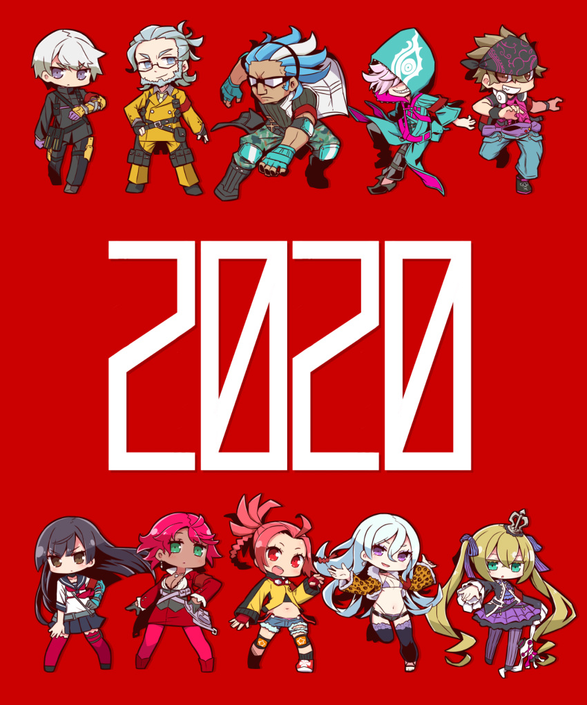 2020 5boys 5girls 7th_dragon_(series) 7th_dragon_2020 :&lt; :d :o ahoge animal_print armband backpack bag bandana bangs belt belt_pouch bikini black_footwear black_gloves black_hair black_jacket black_pants black_shirt blue_hair blue_pants blush boots bow braid breasts brown_eyes brown_hair brown_suit camouflage camouflage_pants character_print chelsea_(7th_dragon) chibi cleavage collared_shirt commentary_request criss-cross_halter cropped_jacket crossed_bangs crown cutoffs dark_skin denim denim_shorts destroyer_(7th_dragon_2020) dress drill_hair earrings elbow_gloves elbow_pads everyone eyebrows_visible_through_hair facial_hair fanny_pack fingerless_gloves flat_chest full_body fur-trimmed_jacket fur_trim gakuran gauntlets glasses gloves goatee goggles goggles_around_neck goggles_on_eyes gothic_lolita green_eyes green_gloves green_jacket grey_eyes grey_hair grin groin hacker_(7th_dragon) hair_over_one_eye half_gloves halterneck hand_on_hip headphones headphones_around_neck highleg highleg_bikini highres holding holding_stuffed_animal hood hood_up hooded_jacket igote jacket jewelry katanako knee_pads large_breasts lavender_hair leopard_print lolita_fashion long_hair looking_at_viewer lowleg lowleg_shorts midriff mini_crown multicolored_hair multiple_boys multiple_girls naga_u navel neck_ribbon neckerchief necklace necktie nishimura_haru_(7th_dragon) open_clothes open_jacket open_mouth open_shorts pants pantyhose parted_hair pink_legwear pleated_skirt pouch psychic_(7th_dragon) purple_bikini purple_bow purple_dress purple_eyes purple_gloves purple_legwear purple_ribbon red_background red_eyes red_footwear red_gloves red_hair red_jacket red_legwear red_neckwear red_skirt ribbed_shirt ribbon samurai_(7th_dragon_series) sandals school_uniform semi-rimless_eyewear serafuku sharp_teeth shirt shoes short_hair short_shorts shorts silver_eyes silver_hair single_elbow_glove single_gauntlet skirt smile sneakers star star_print striped striped_bow striped_legwear stuffed_animal stuffed_bunny stuffed_toy swimsuit t-shirt teeth thighhighs tied_hair tilted_headwear trickster_(7th_dragon) twin_braids twin_drills twintails two-tone_hair undershirt vertical-striped_legwear vertical_stripes very_long_hair vest white_hair white_shirt white_vest wristband yellow_jacket zettai_ryouiki