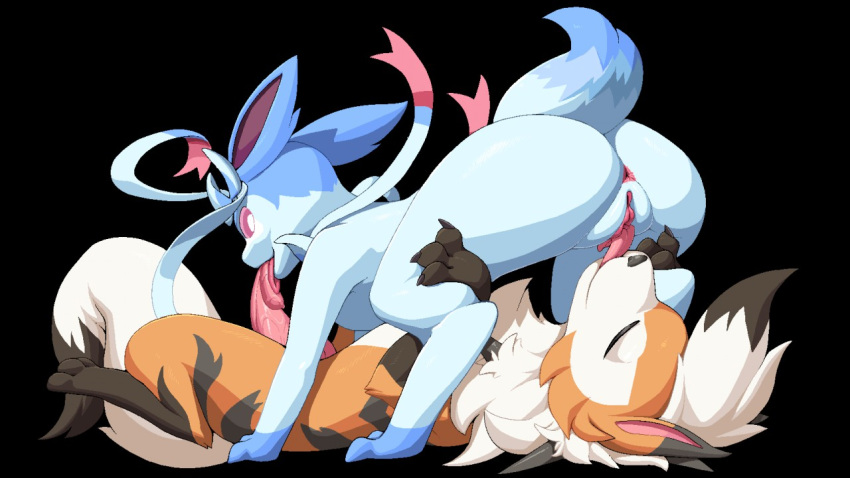16:9 3_toes 69_position all_fours anus black_background black_markings black_nose blue_markings blue_paws bow butt chest_tuft claws cunnilingus dipstick_ears dipstick_tail duo eeveelution eyes_closed fellatio female feral feral_on_feral fluffy fluffy_tail fur genitals leg_markings lycanroc male male/female markings multicolored_ears multicolored_tail nintendo oral orange_body orange_fur pata penile penis pok&eacute;mon pok&eacute;mon_(species) purple_eyes pussy ribbons sex shiny_pok&eacute;mon simple_background snout socks_(marking) sylveon toes tongue tongue_out tuft vaginal video_games white_body white_fur