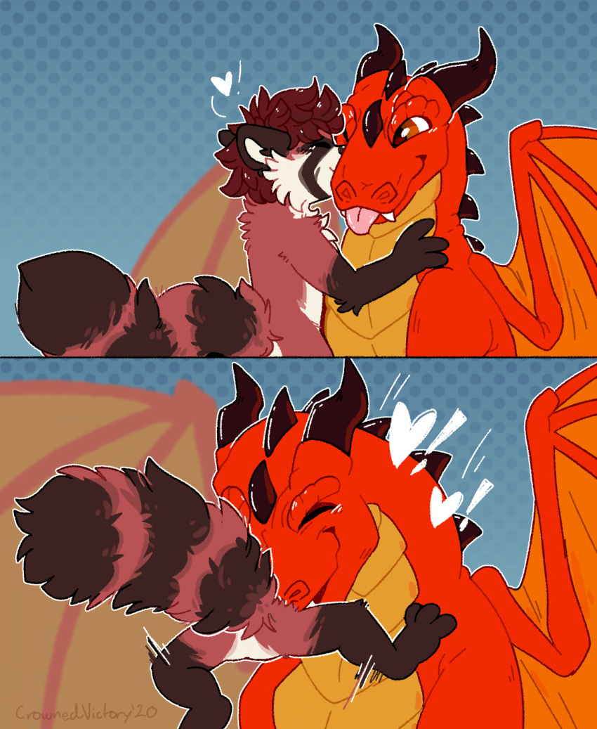 &lt;3 ailurid anthro anthro_on_feral bestiality crownedvictory dragon duo feral hi_res invalid_tag kissing male male/male mammal oral_vore red_panda vore