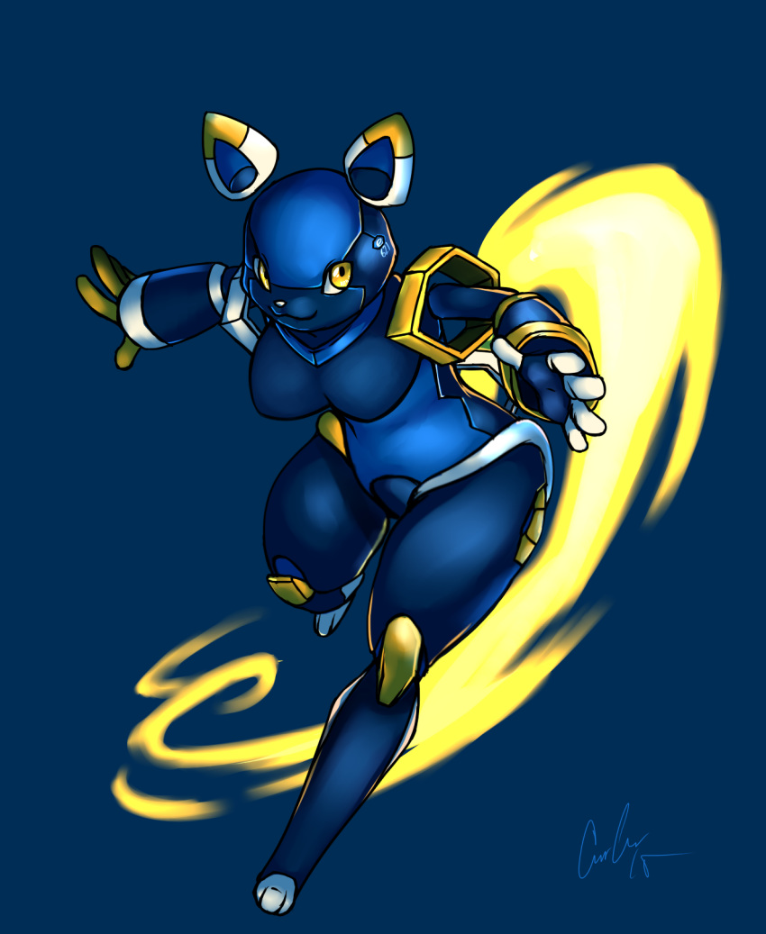 5_fingers ambiguous_gender android anthro big_breasts blue_background breasts domestic_cat e621 edit esix felid feline felis fingers fire hi_res keishinkae looking_at_viewer machine mammal markings mascot mascot_contest plantigrade pose robot signature simple_background solo wide_hips yellow_eyes yellow_markings